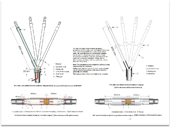 Istruzioni per l'installazione degli accessori per cavi termorestringenti da 1 kV